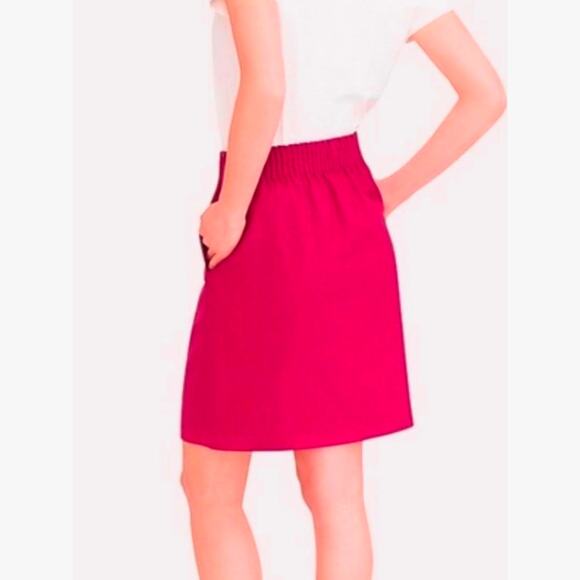 J. CREW Mini Skirt Sidewalk City Begonia Bright Pink Linen Pockets sz 4 Spring - Picture 2 of 11